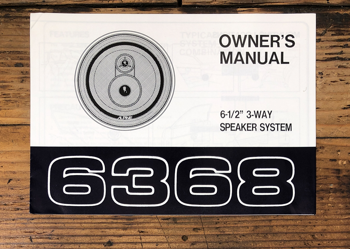 Alpine Model 6368 Speaker Owners / User Manual *Original*