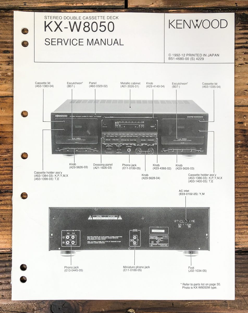 Kenwood KX-W8050 Cassette Service Manual *Original* | eBay