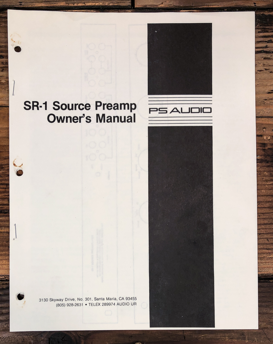 PS Audio SR-1 Preamp / Preamplifier Owners / User Manual *Original*