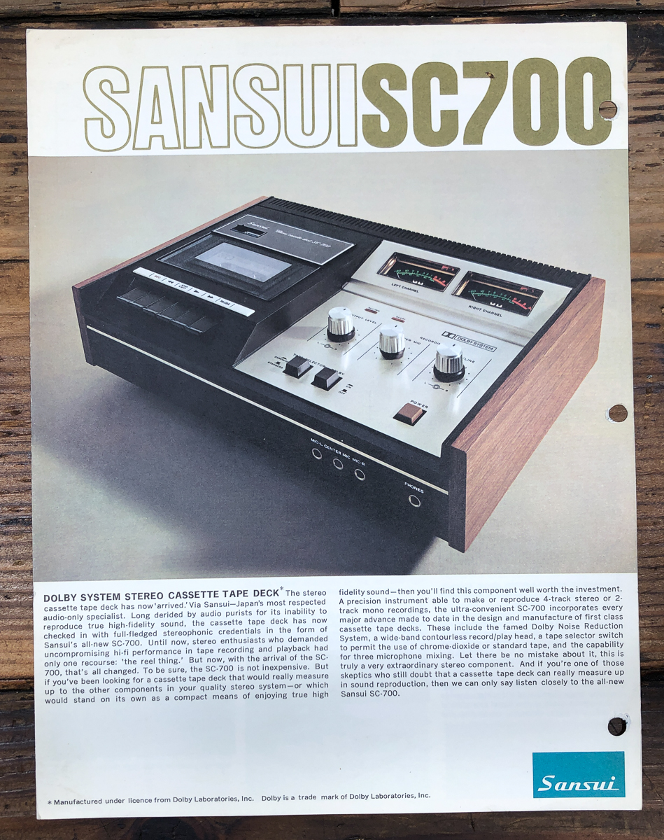 Sansui Model SC700 SC 700 Cassette Dealer Brochure *Original*