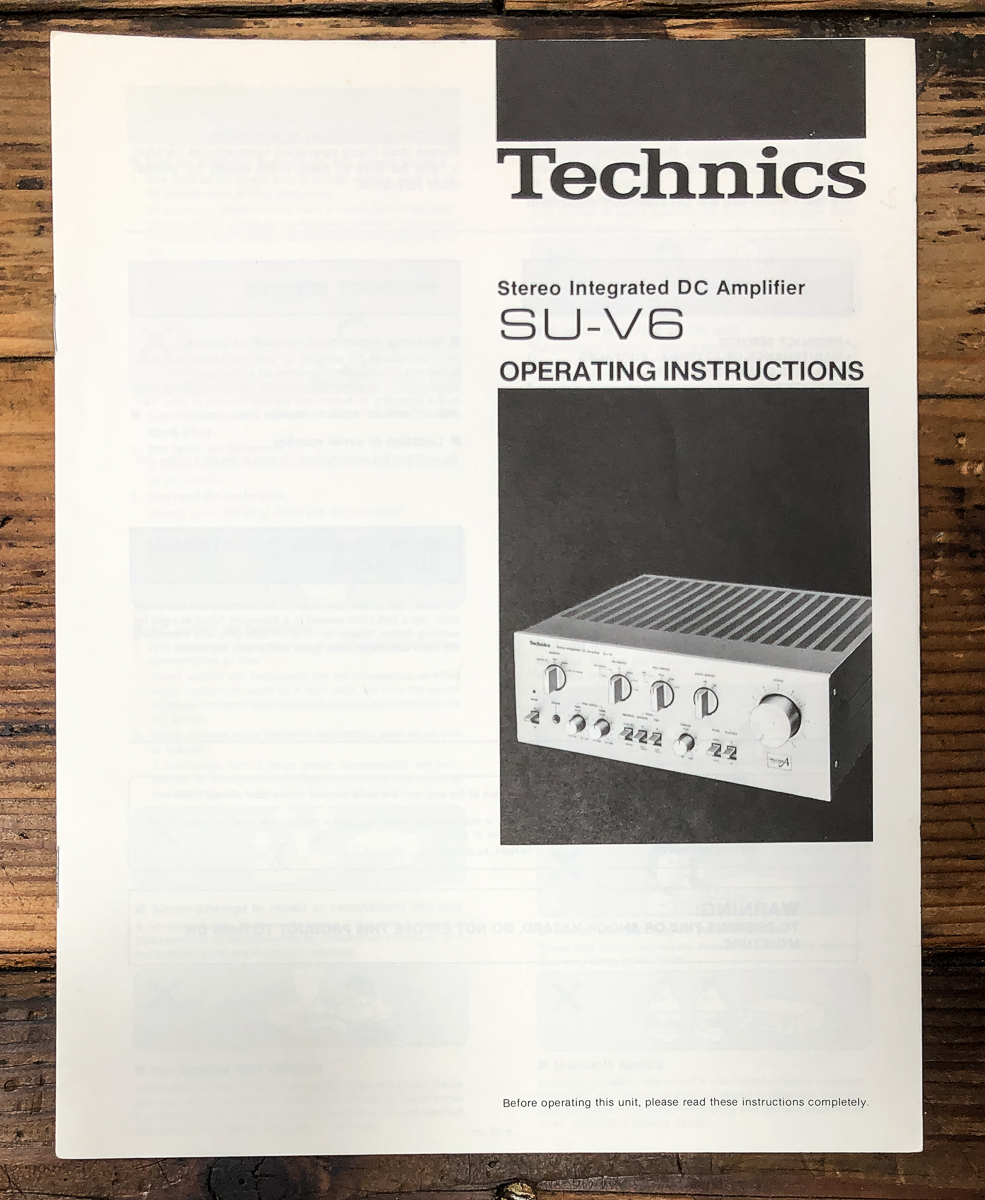 Technics SU-V6 Amplifier Owners / User Manual *Original*