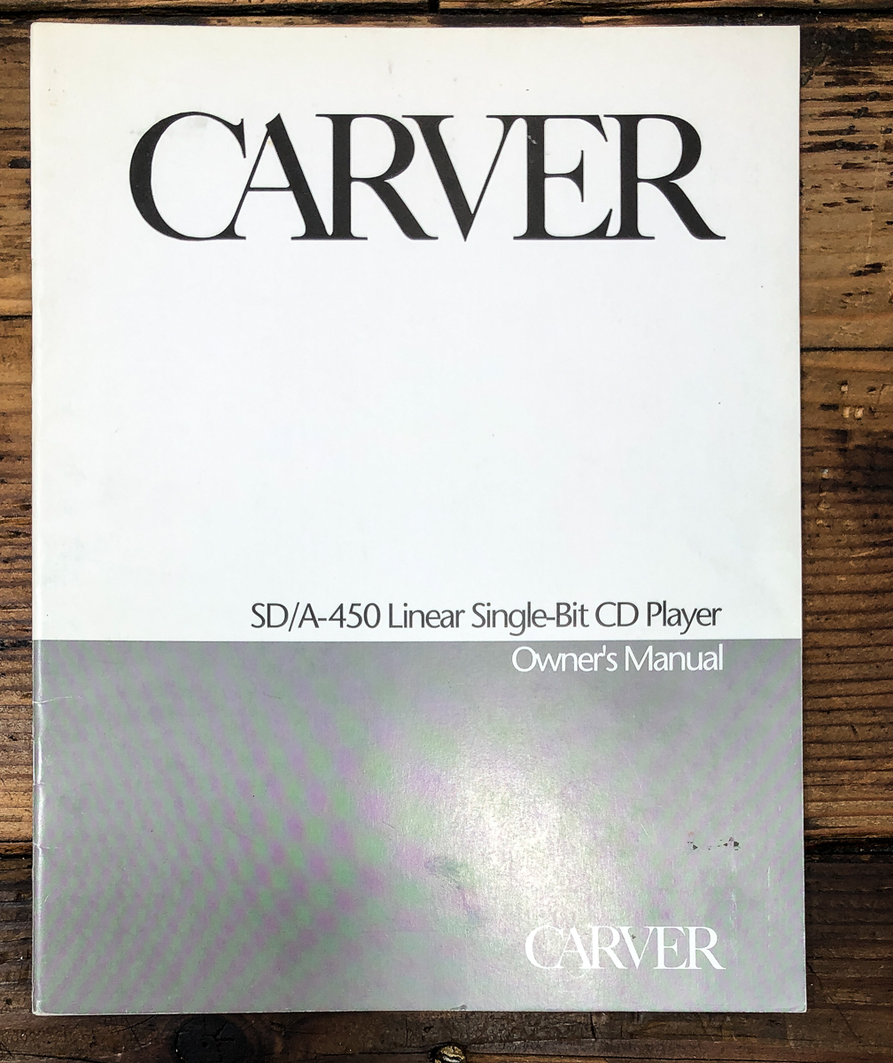 Carver SD/A-450 CD Player Owners / User Manual *Original*