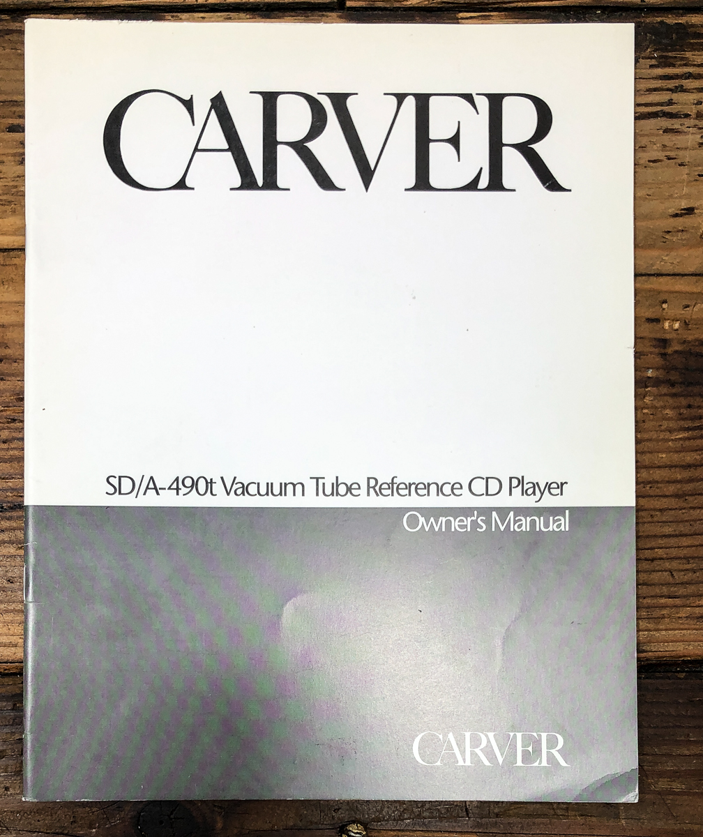 Carver SD/A-490T Tube CD Player Owners / User Manual *Original*