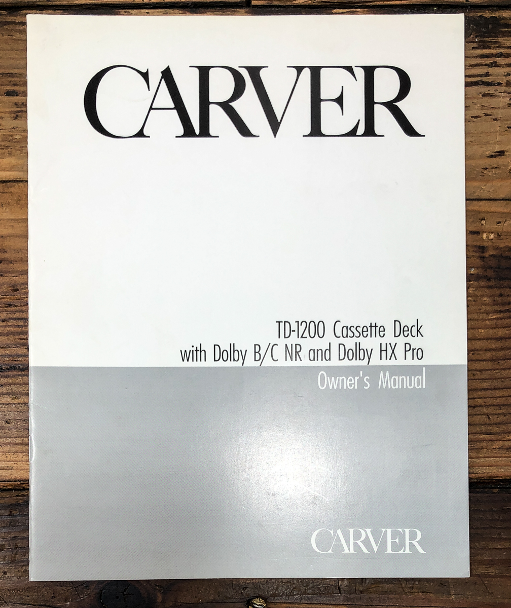 Carver TD-1200 Cassette Owners / User Manual *Original*