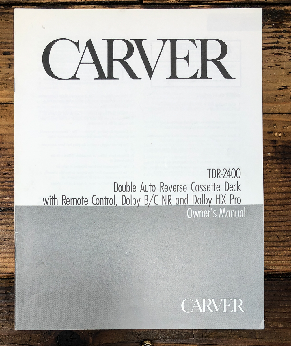 Carver TDR-2400 Cassette Owners / User Manual *Original*