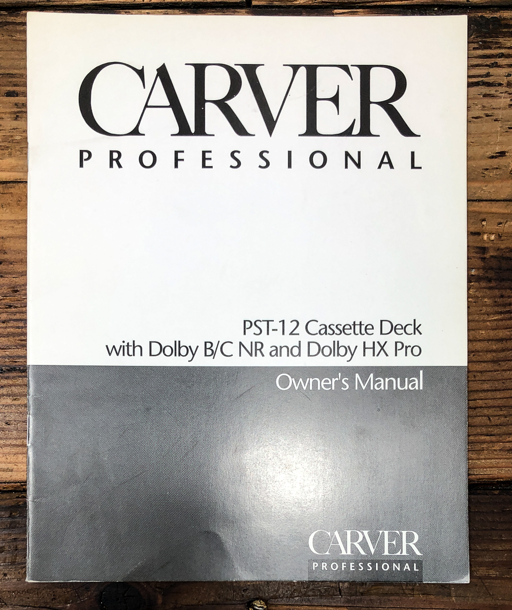 Carver PST-12 Cassette Owners / User Manual *Original*