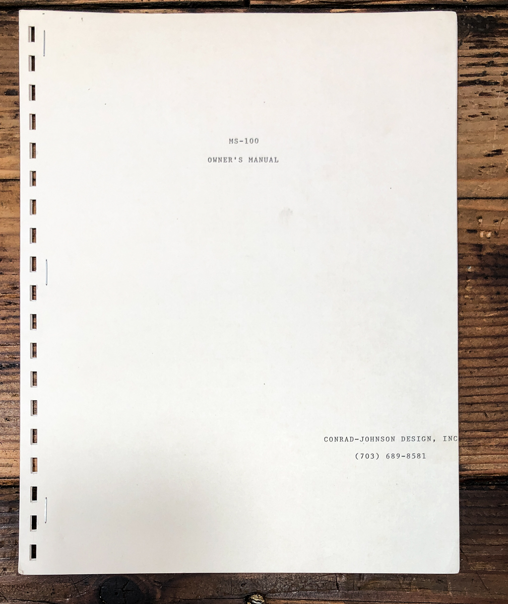 Conrad Johnson Motif MS-100 Preamplifier Owners / User Manual *Original*