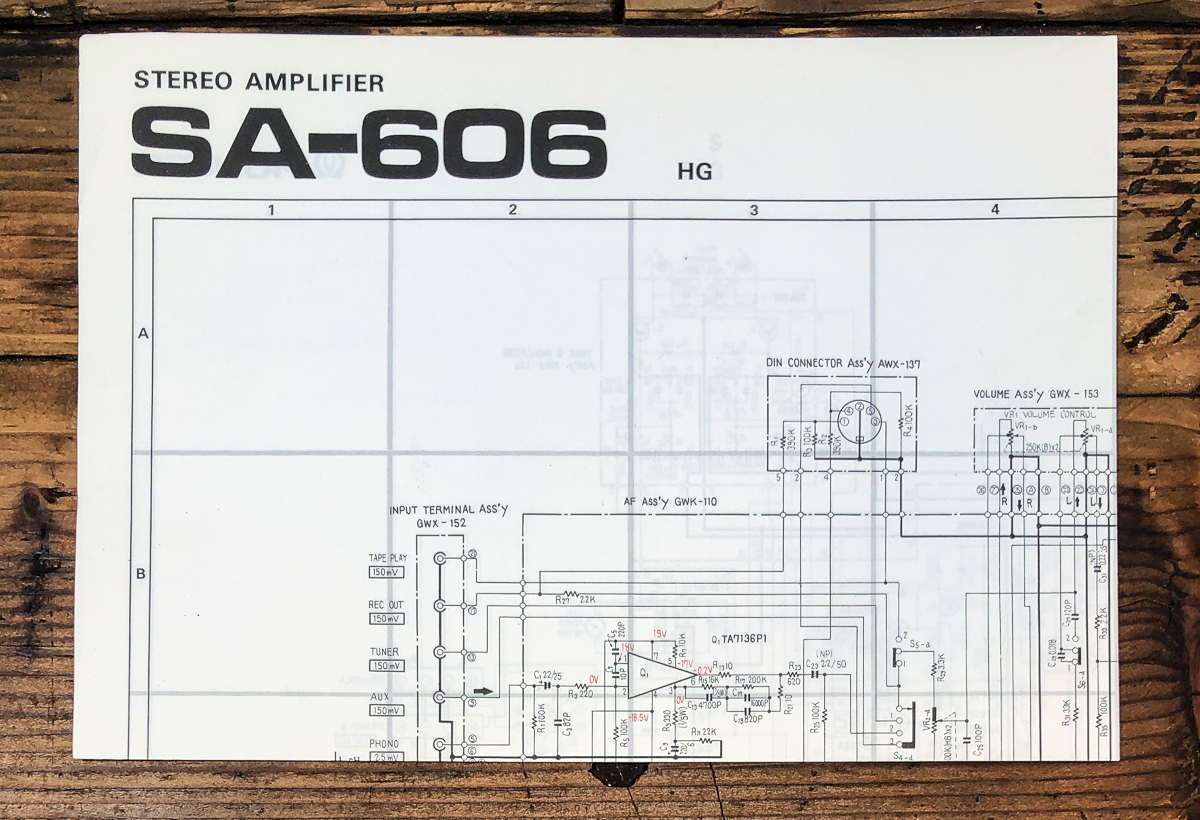Pioneer SA-606 HG Amplifier Fold Out Schematic *Original*