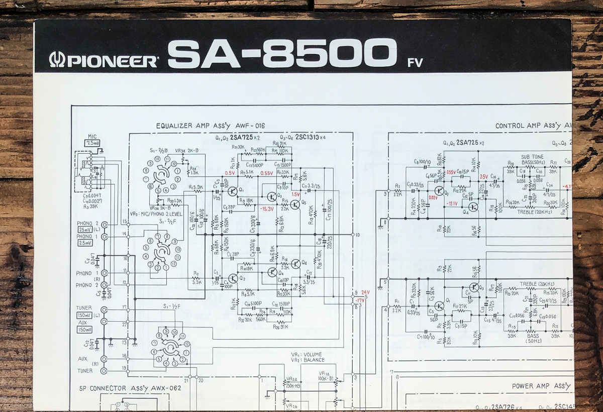 Pioneer SA-8500 FV Amplifier Fold Out Schematic *Original*