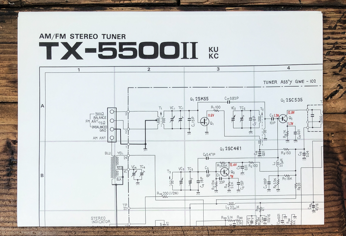 Pioneer TX-5500 MK2 KU KC Tuner Fold Out Schematic *Original*