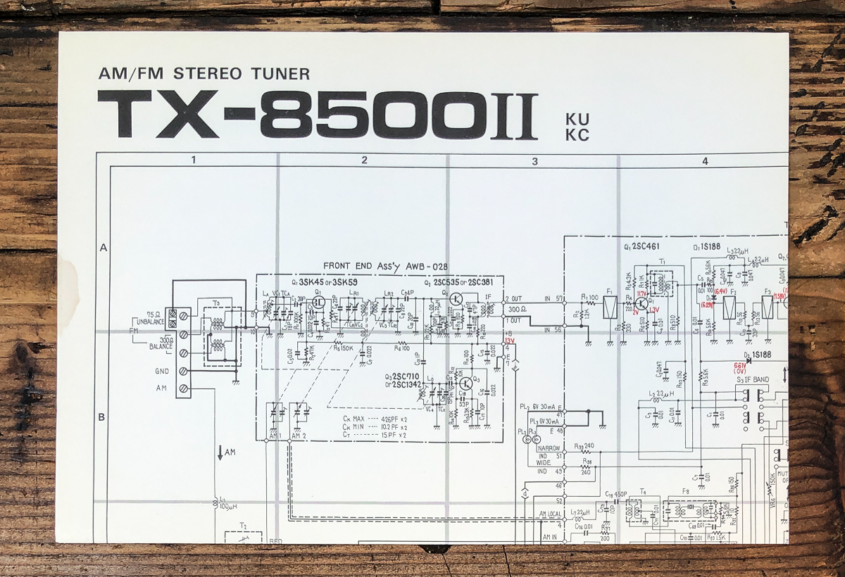 Pioneer TX-8500 MK2 KU KC Tuner Fold Out Schematic *Original*