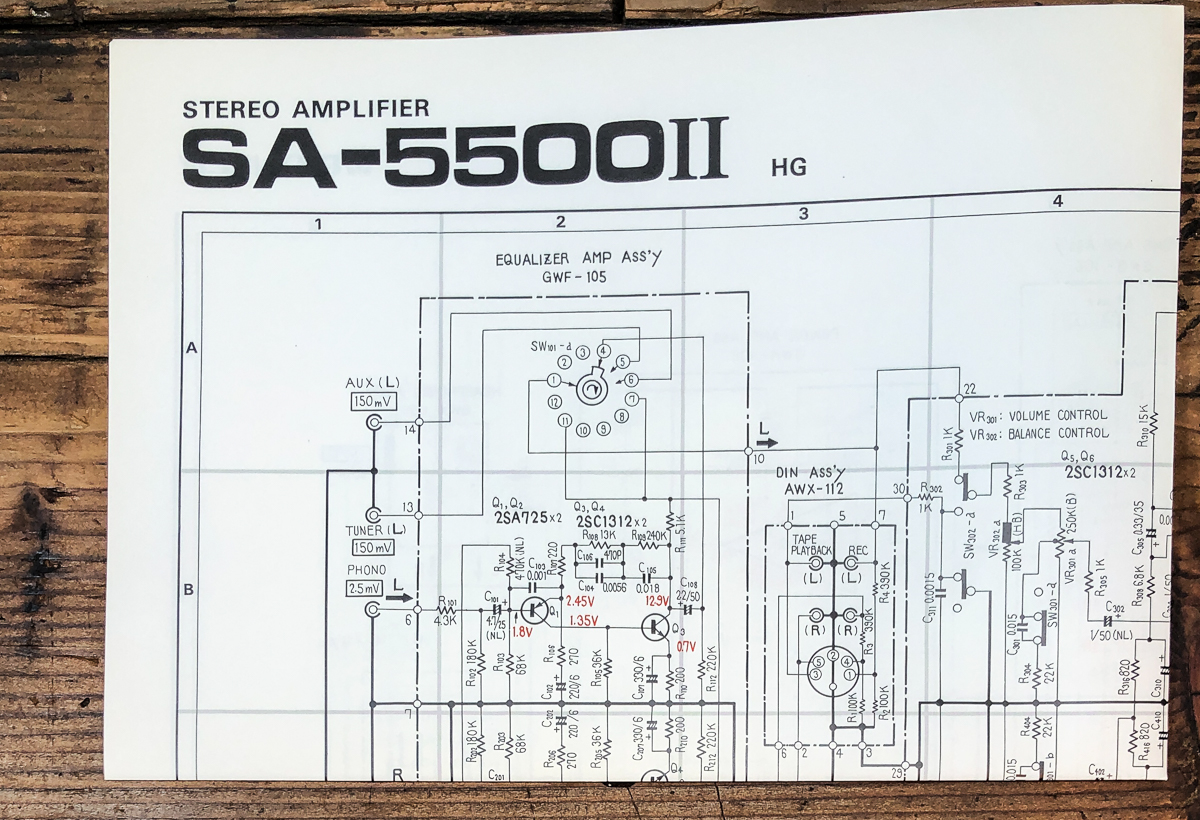 Pioneer SA-5500 MK2 HG Amplifier Fold Out Schematic *Original*