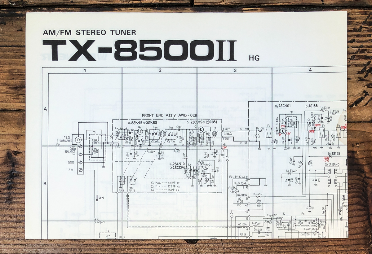 Pioneer TX-8500 MK2 HG Tuner Fold Out Schematic *Original*