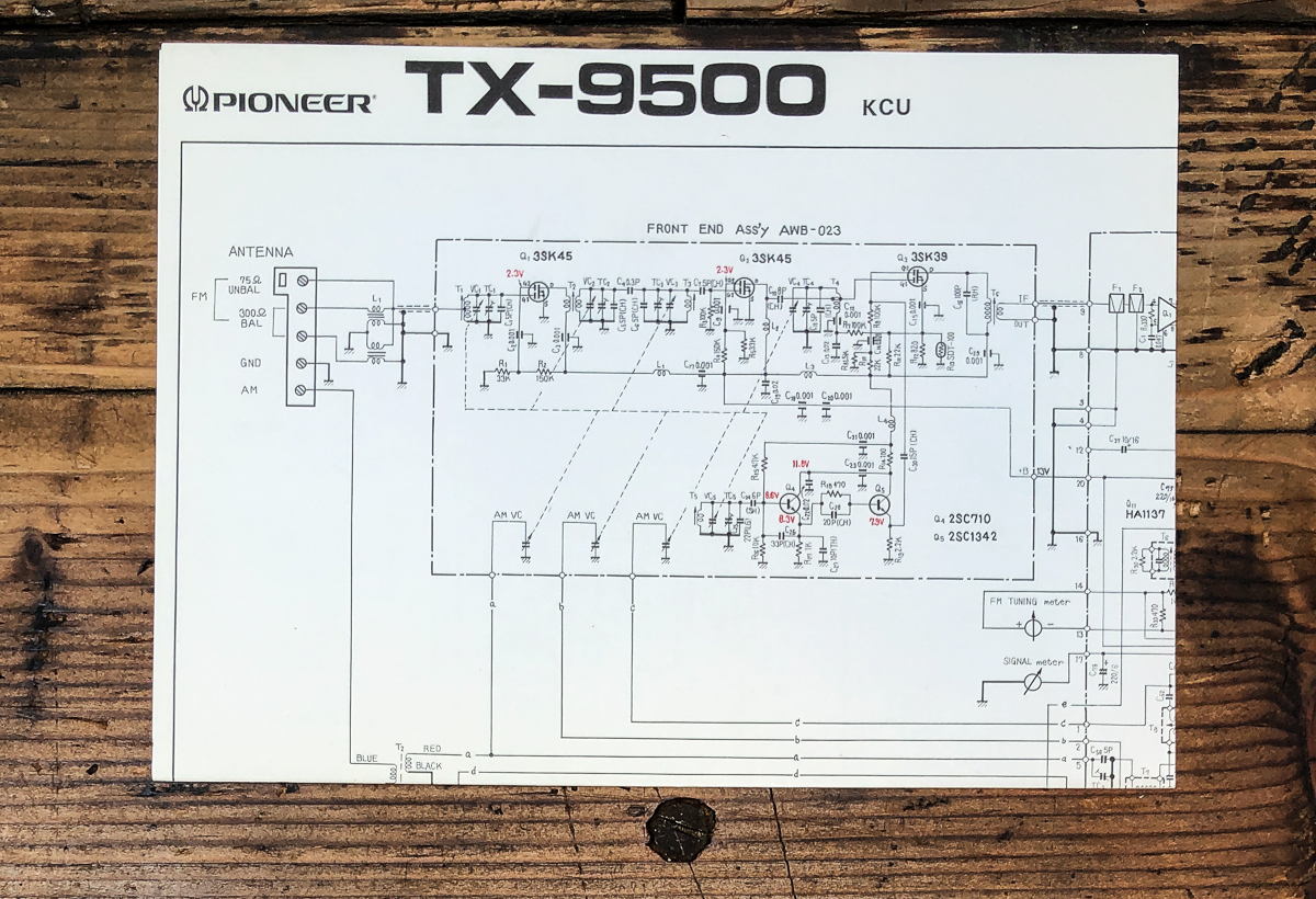 Pioneer TX-9500 KCU Tuner Fold Out Schematic *Original*