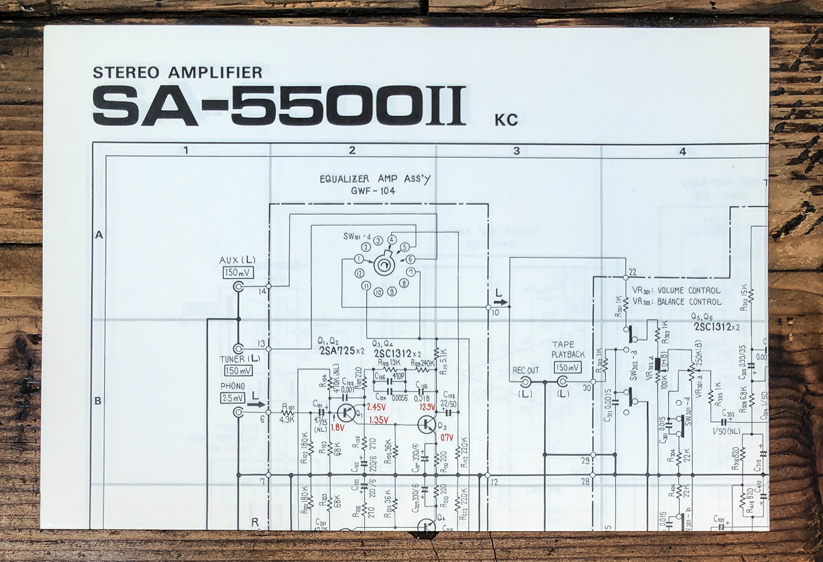 Pioneer SA-5500 MK2 KC Amplifier Fold Out Schematic *Original*