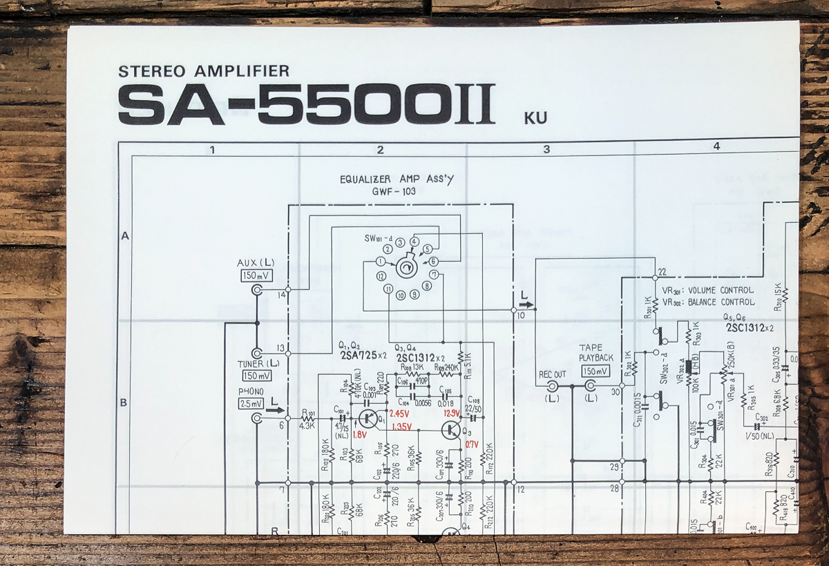 Pioneer SA-5500 MK2 KU Amplifier Fold Out Schematic *Original*