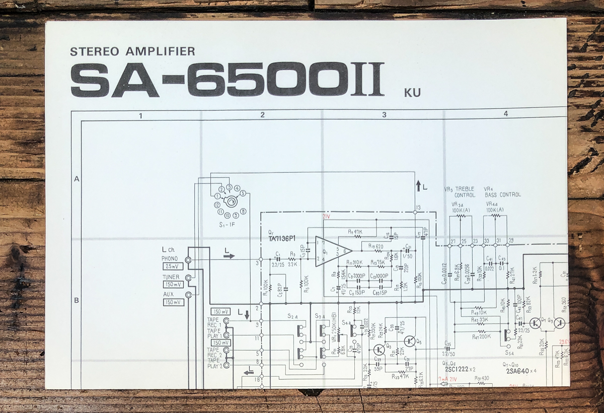 Pioneer SA-6500 MK2 KU Amplifier Fold Out Schematic *Original*