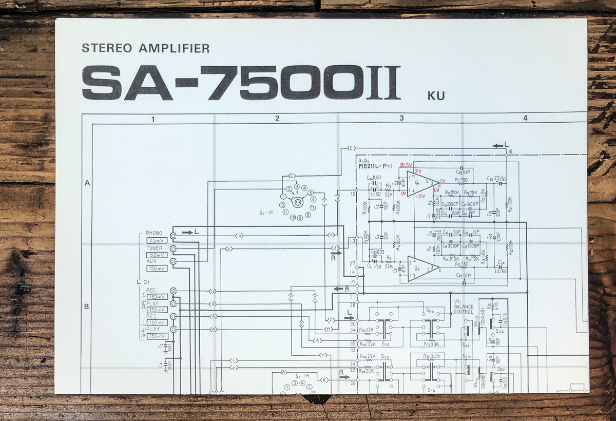 Pioneer SA-7500 MK2 KU Amplifier Fold Out Schematic *Original*