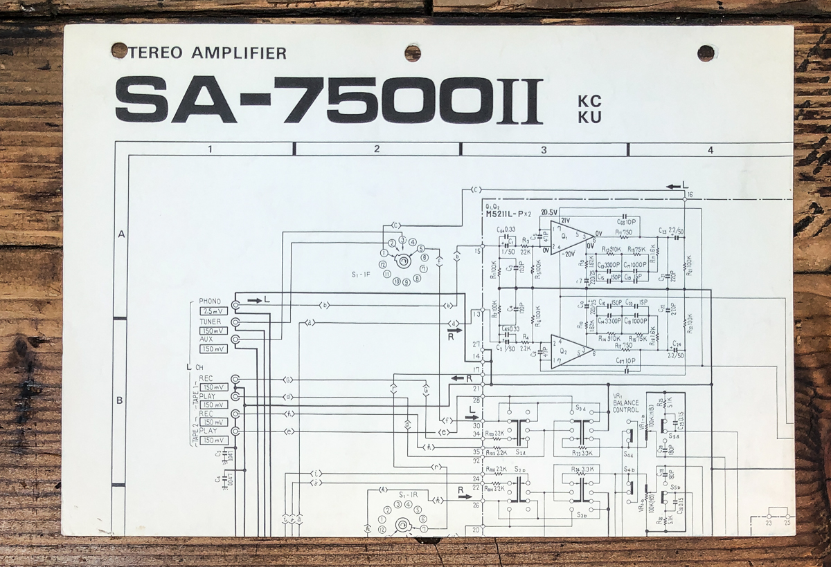 Pioneer SA-7500 MK2 KC KU Amplifier Fold Out Schematic *Original*