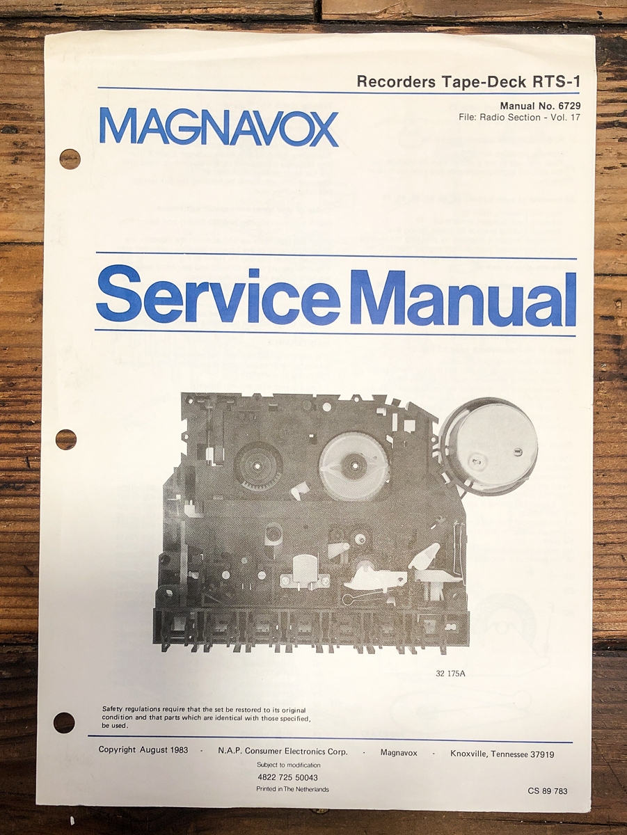 Philips RTS-1 Tape Deck Mechanism Service Manual *Original*